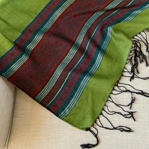PASHMINA Scarf in Green Maroon and Blue